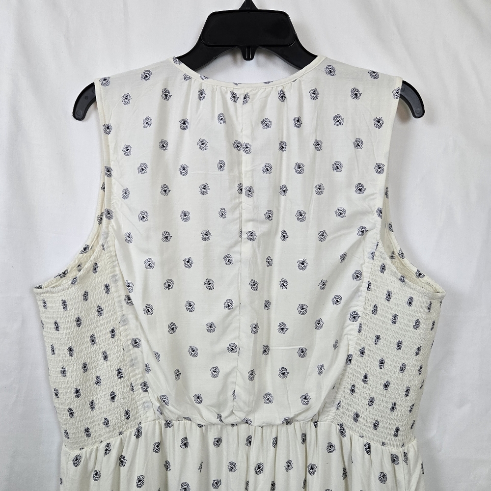 Old‎ Navy Womens Blue White Floral Smocked Fit & Flare Midi Peasant Dress XL New - Picture 8 of 14